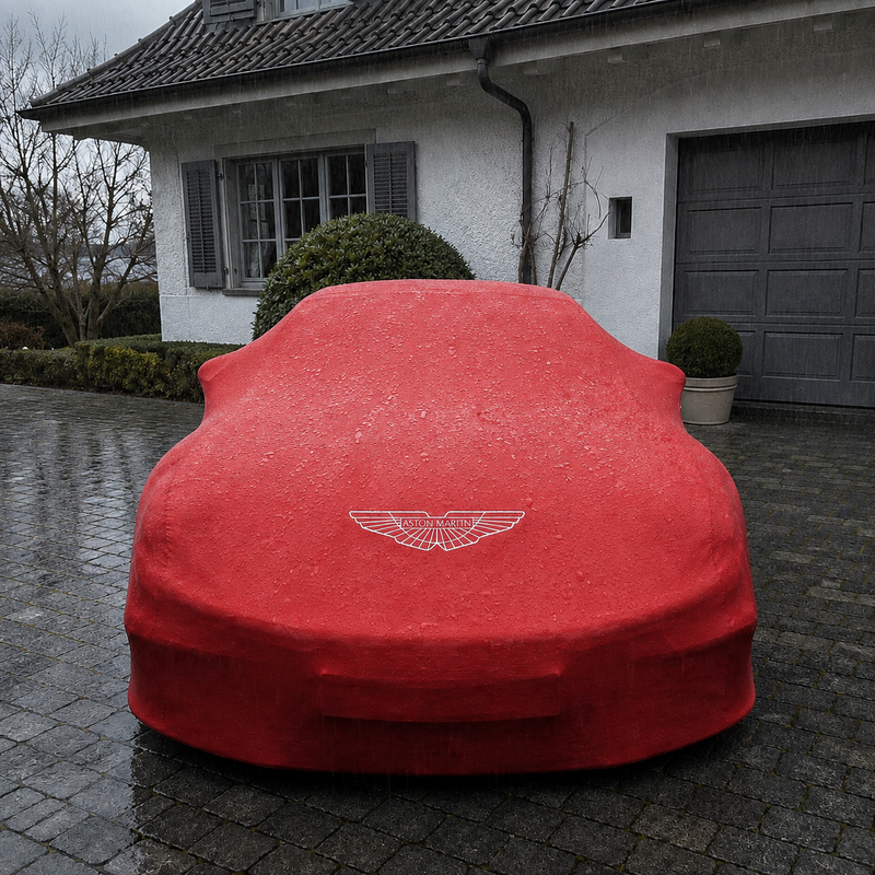 Red Aston Martin waterproof outdoor car cover custom tailored fit