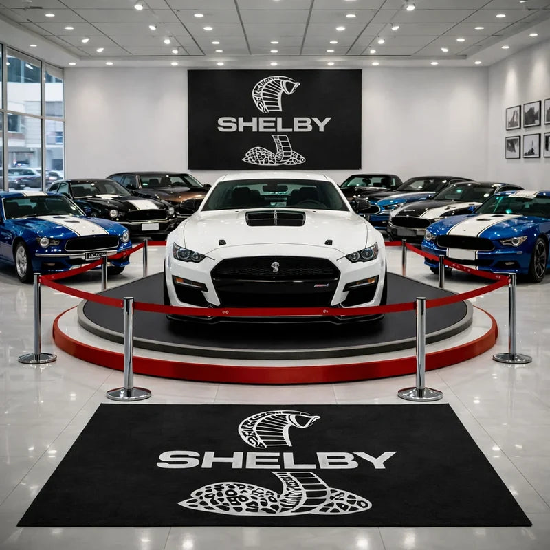 Ford Mustang Shelby Car Rug with professionally finished edges