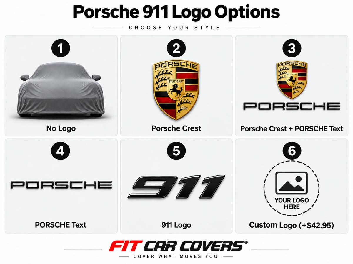 Porsche 911 logo options for custom indoor car cover