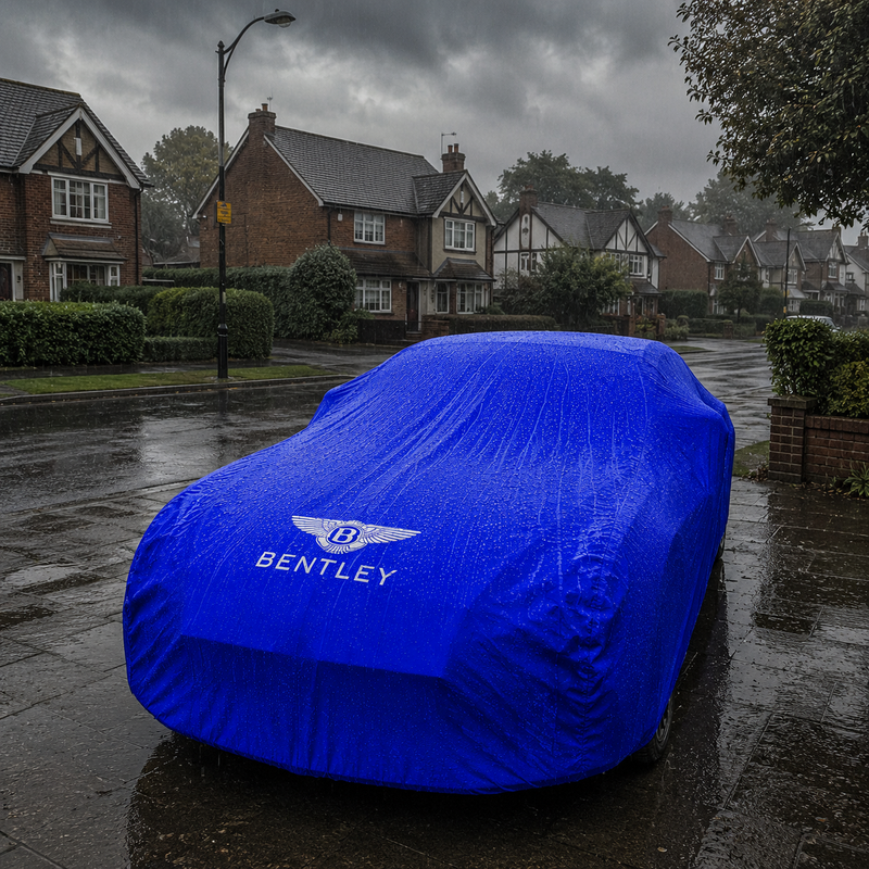 Blue Bentley waterproof outdoor car cover custom tailored fit