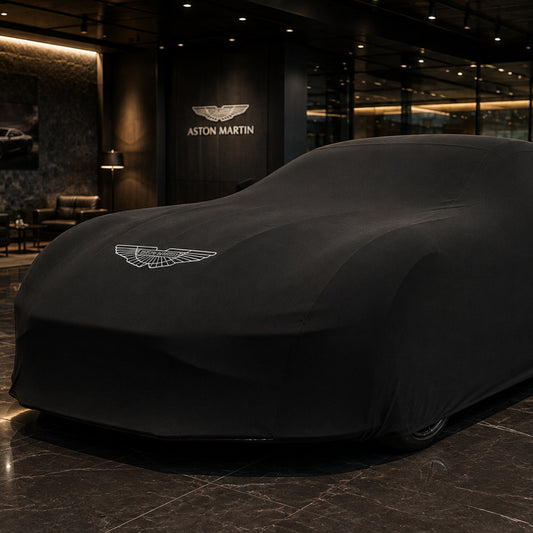 Black Aston Martin indoor car cover