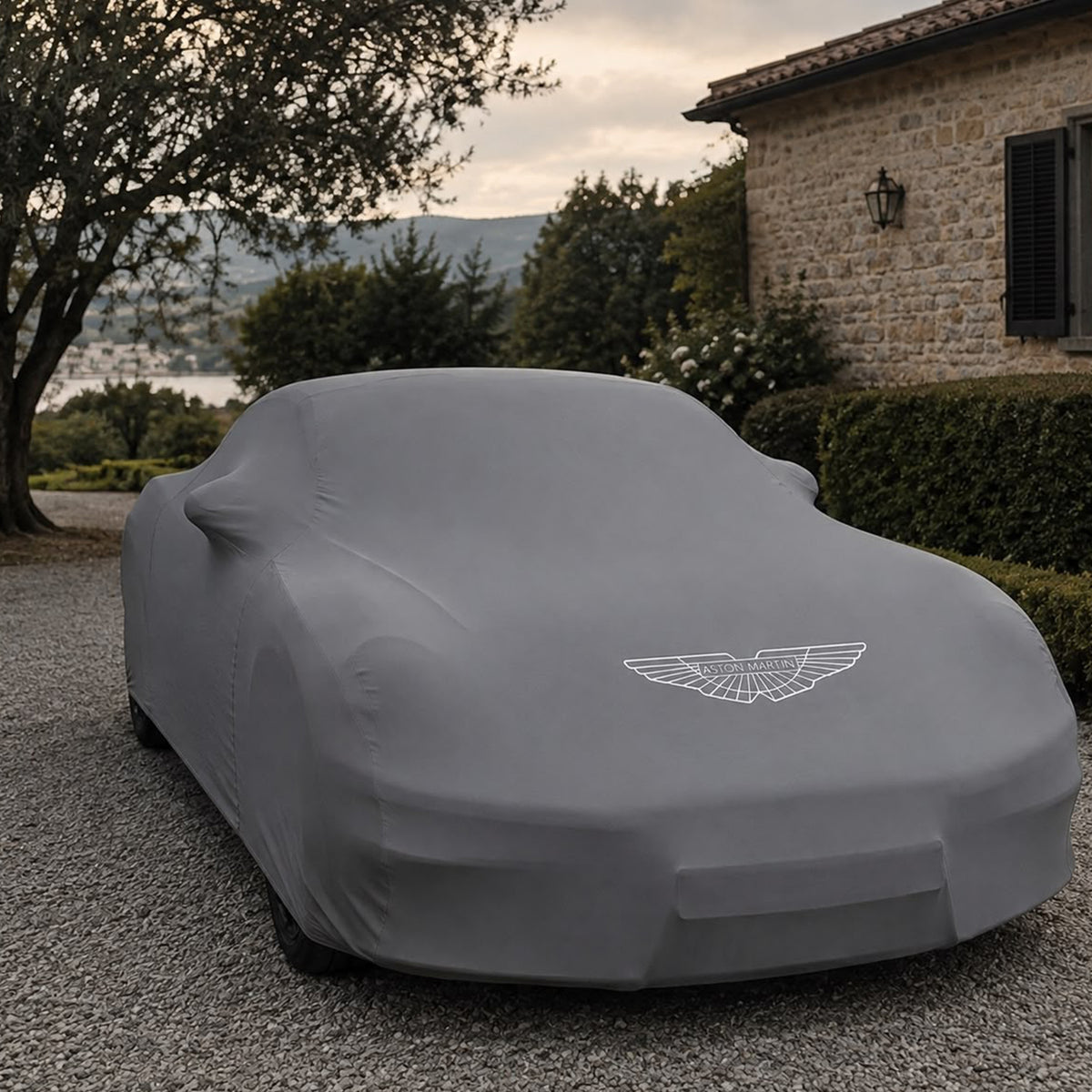 Gray Aston Martin indoor car cover