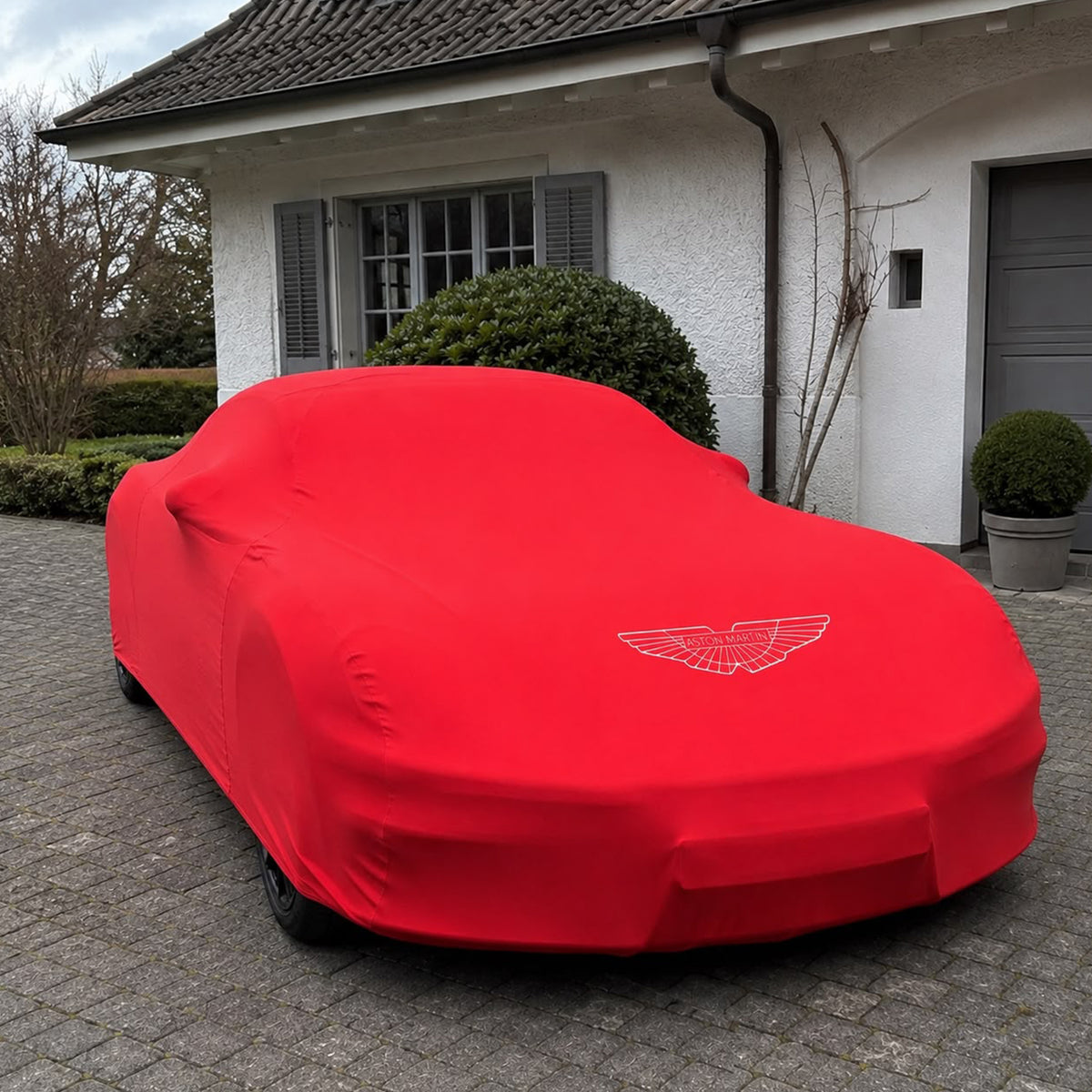 Red Aston Martin indoor car cover custom tailored fit