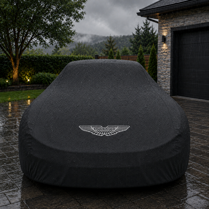Black Aston Martin waterproof outdoor car cover custom tailored fit