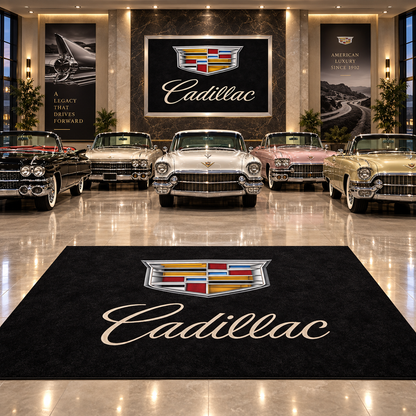 Cadillac personalized car rug with non-slip backing