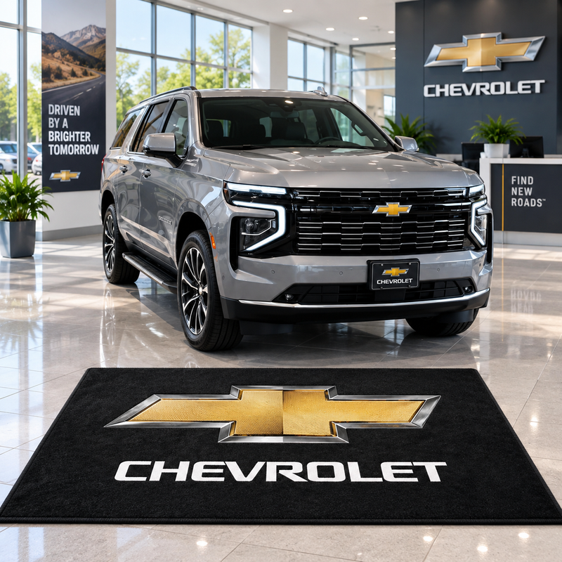 Chevrolet Logo Car Rug with finished edges
