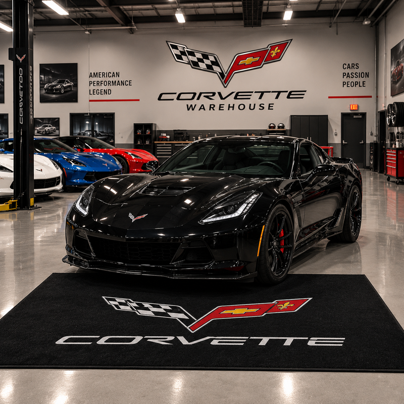 Chevrolet Corvette Car Rug custom automotive display mat
