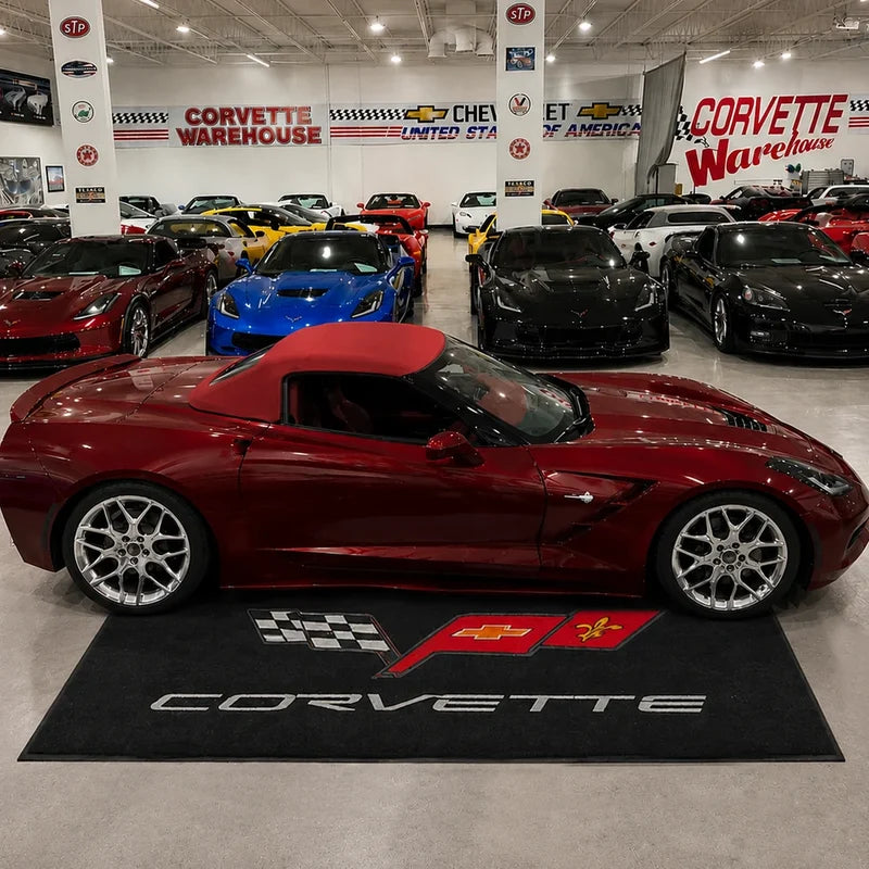 Chevrolet Corvette Car Rug with professionally finished edges