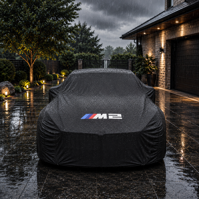 Black BMW 2 Series waterproof outdoor car cover custom tailored fit