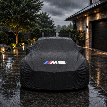Black BMW 2 Series waterproof outdoor car cover custom tailored fit