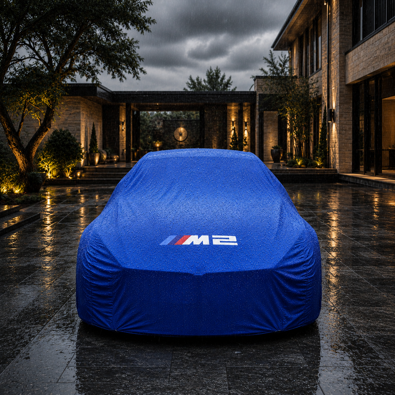 Blue BMW 2 Series waterproof outdoor car cover custom tailored fit