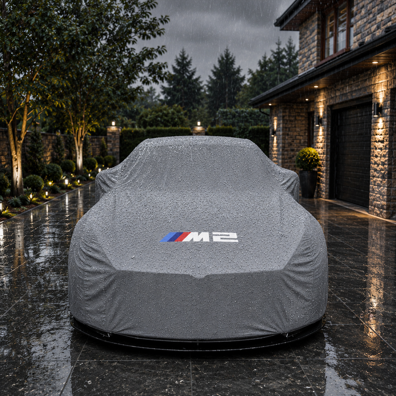 Gray BMW 2 Series waterproof outdoor car cover custom tailored fit