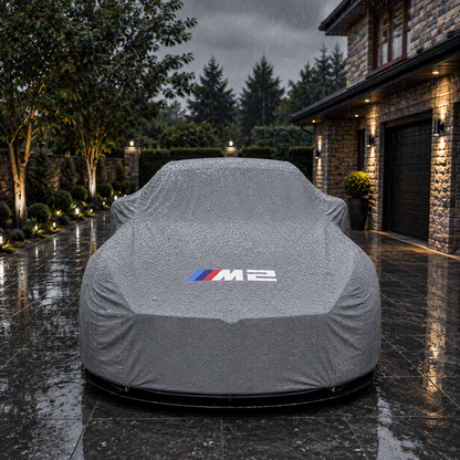 Gray BMW 2 Series waterproof outdoor car cover custom tailored fit