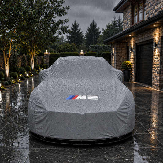 Gray BMW 2 Series waterproof outdoor car cover custom tailored fit