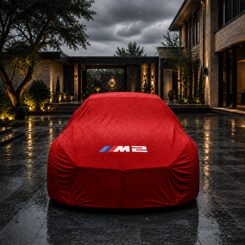 Red BMW 2 Series waterproof outdoor car cover custom tailored fit