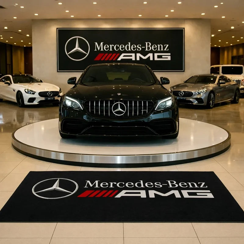 Mercedes-Benz Logo Car Rug for garage and showroom