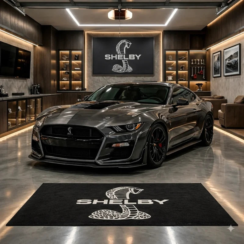 Ford Mustang Shelby garage display mat for collector space