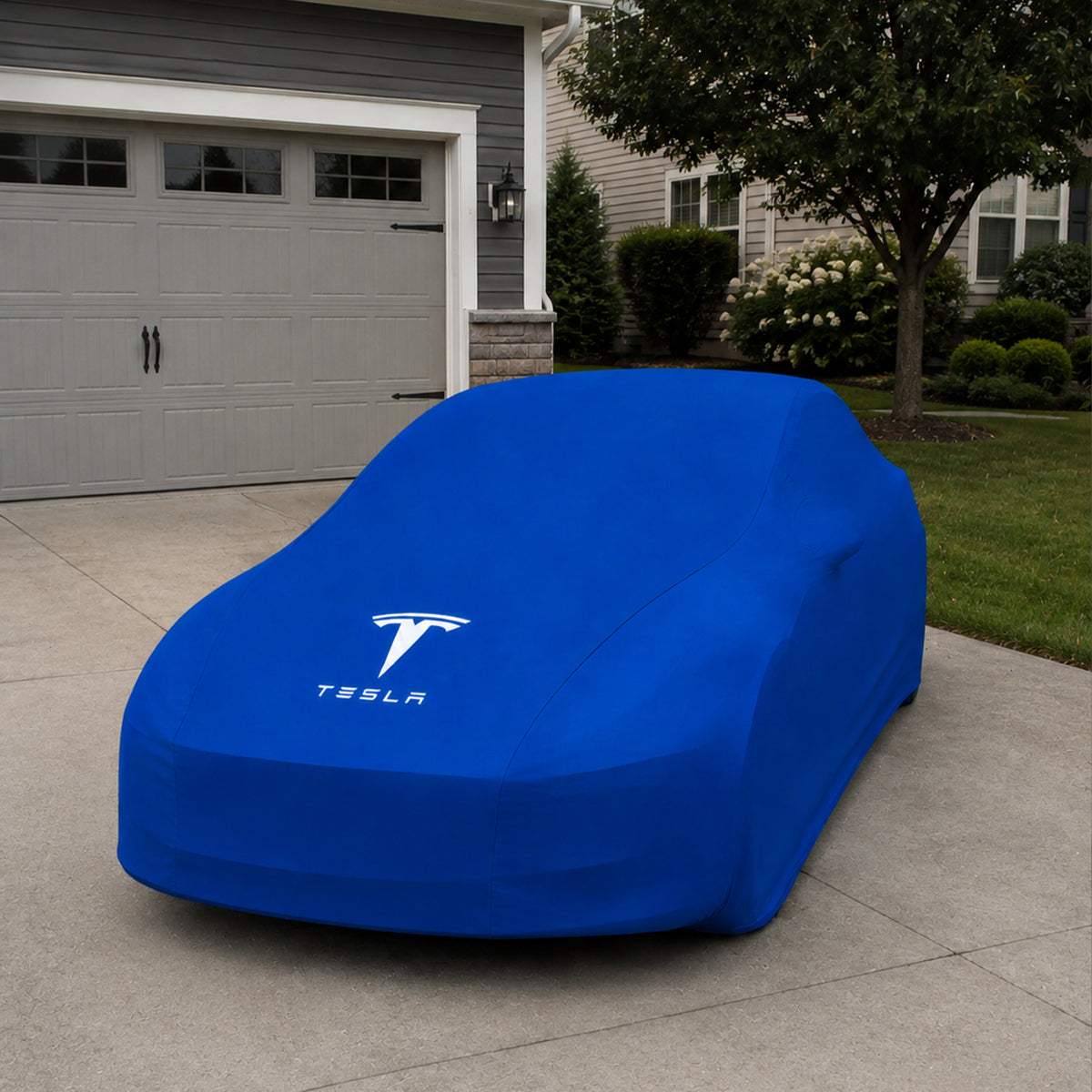 Blue Tesla Model 3 indoor car cover custom tailored fit