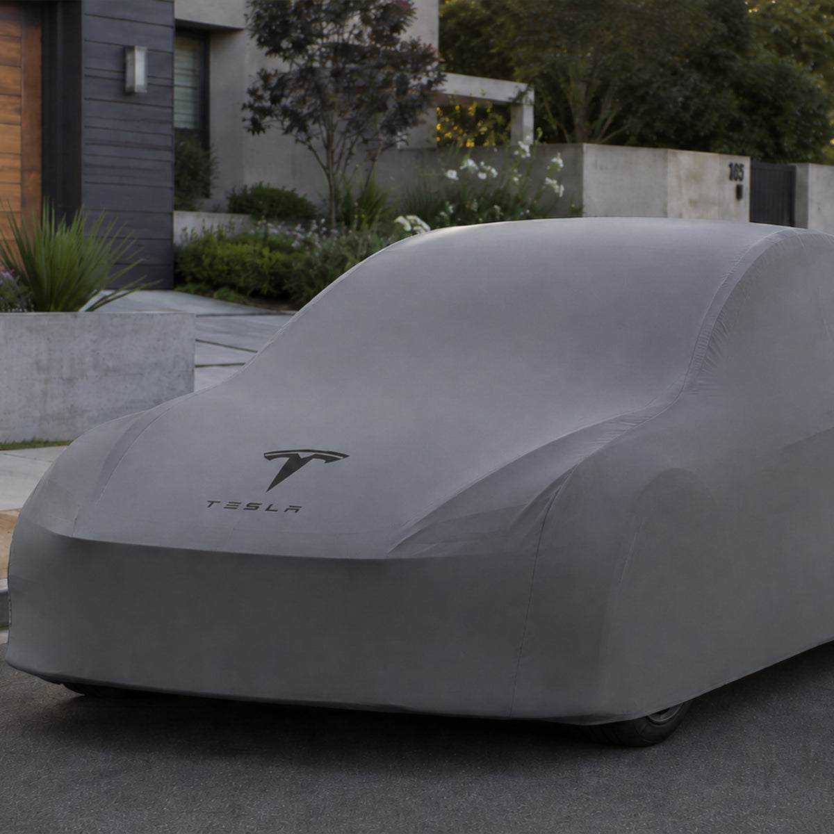 Gray Tesla Model 3 indoor car cover